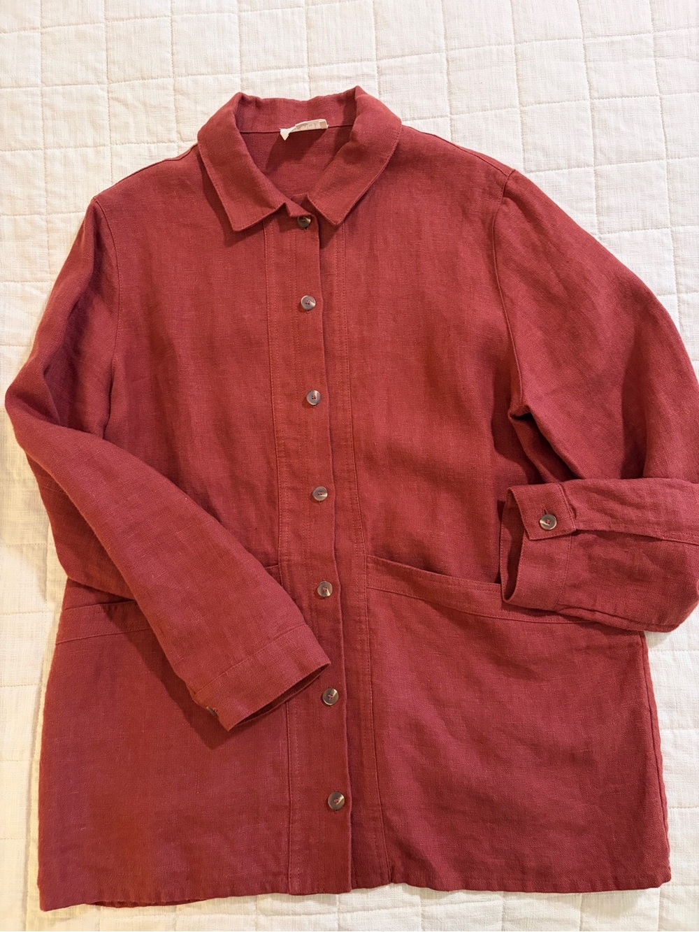 Sezane Will Linen Chestnut Rust Blazer Jacket womens XL - Picture 8 of 10